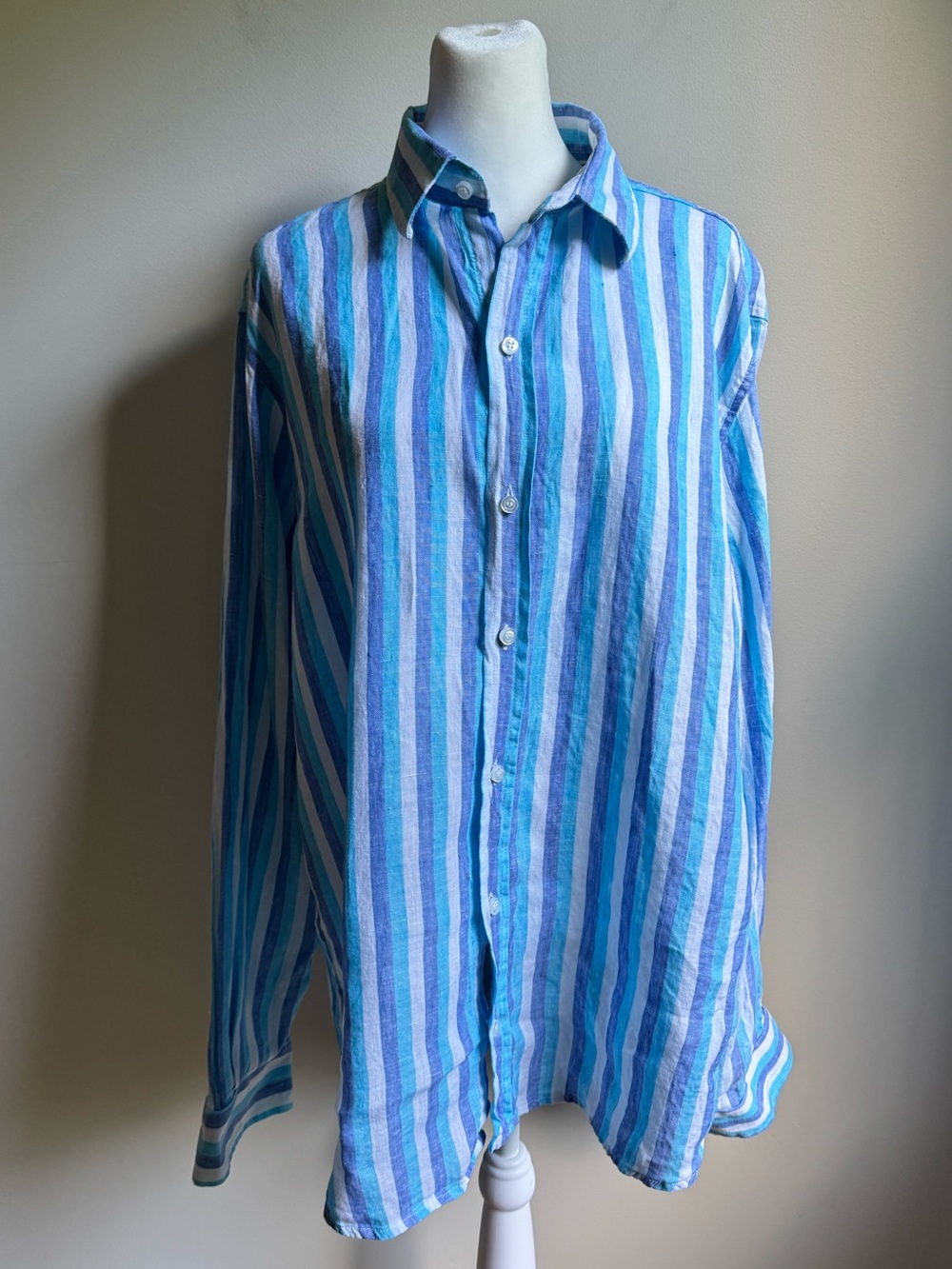 Sesto Senso Anacapri Italian Linen Blouse Size XL Oversized Button Shirt